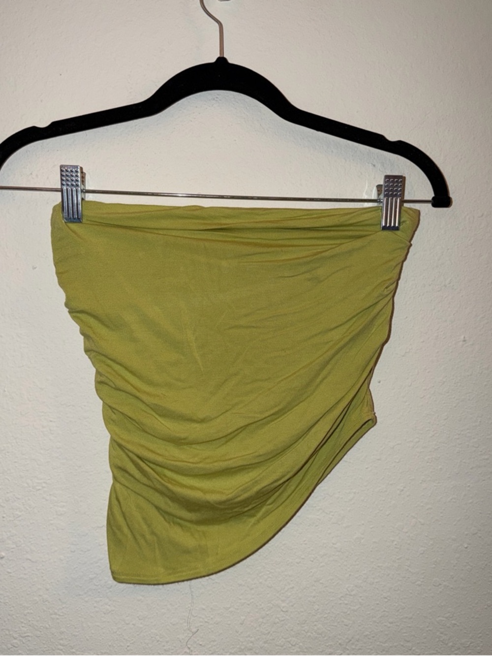 Women’s Green Ruched Asymmetric tube top